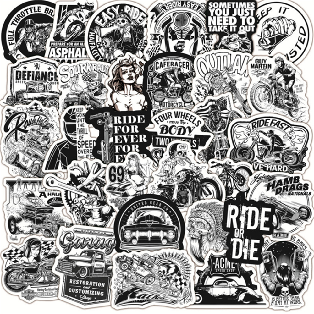 Streetwear Brand Stickers - 50PCS Black and White Classic Retro