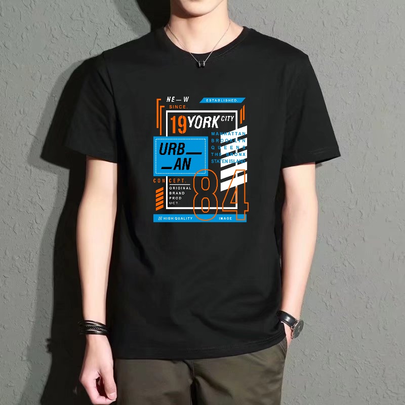 Streetwear Brand New York - Men's Black Round-Neck Short-Sleeved T-Shirt with