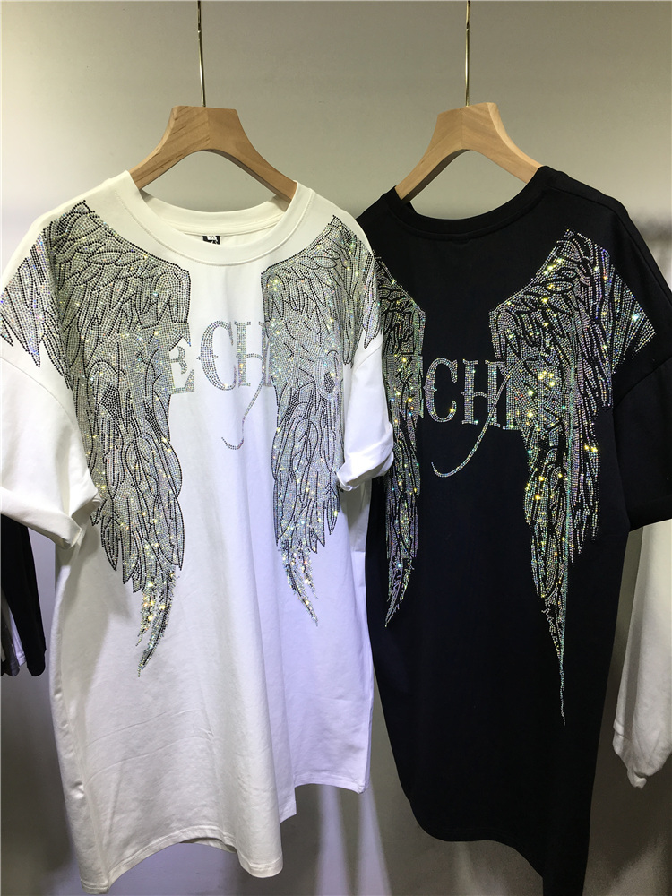 L-4XL Oversize Rhinestone Ange - Streetwear Brand Tees のレビューと価格