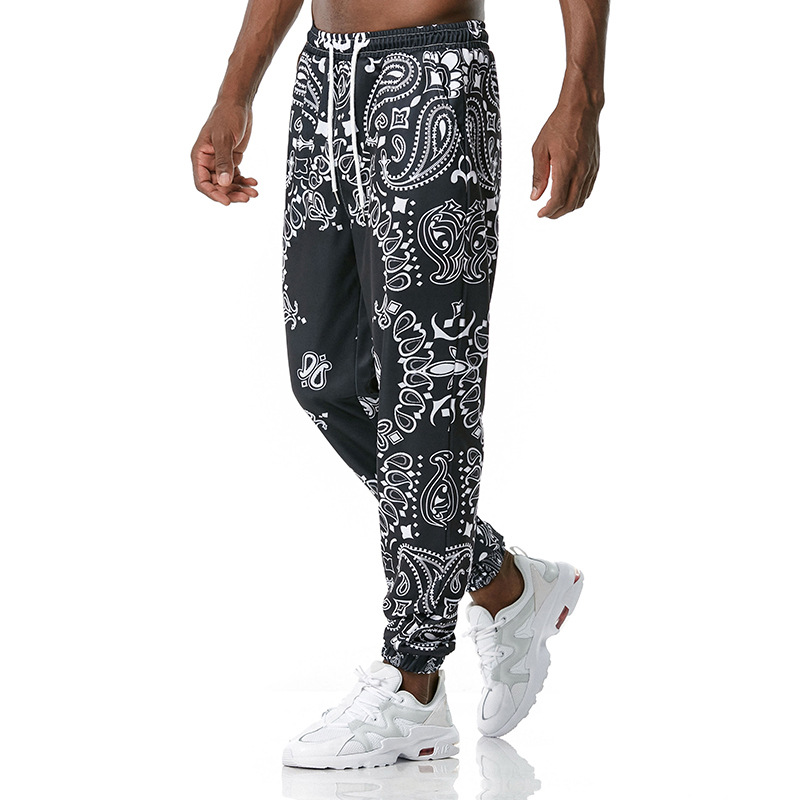 Mens Black Paisley Print Sweat - Streetwear Brand Joggers のレビューと価格