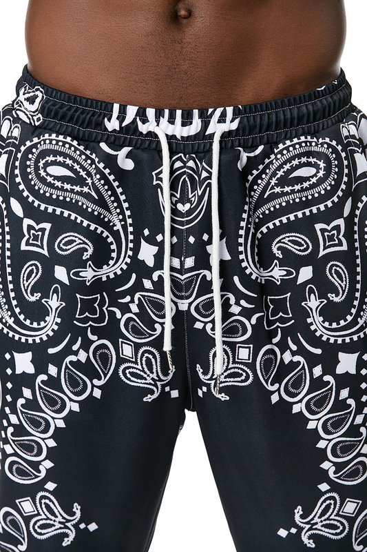 Mens Black Paisley Print Sweat - Streetwear Brand Joggers のレビューと価格