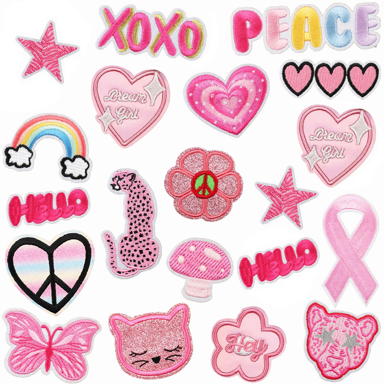 1pcs Patch Pink Heart Stickers - Streetwear Brand Stickers のレビューと価格