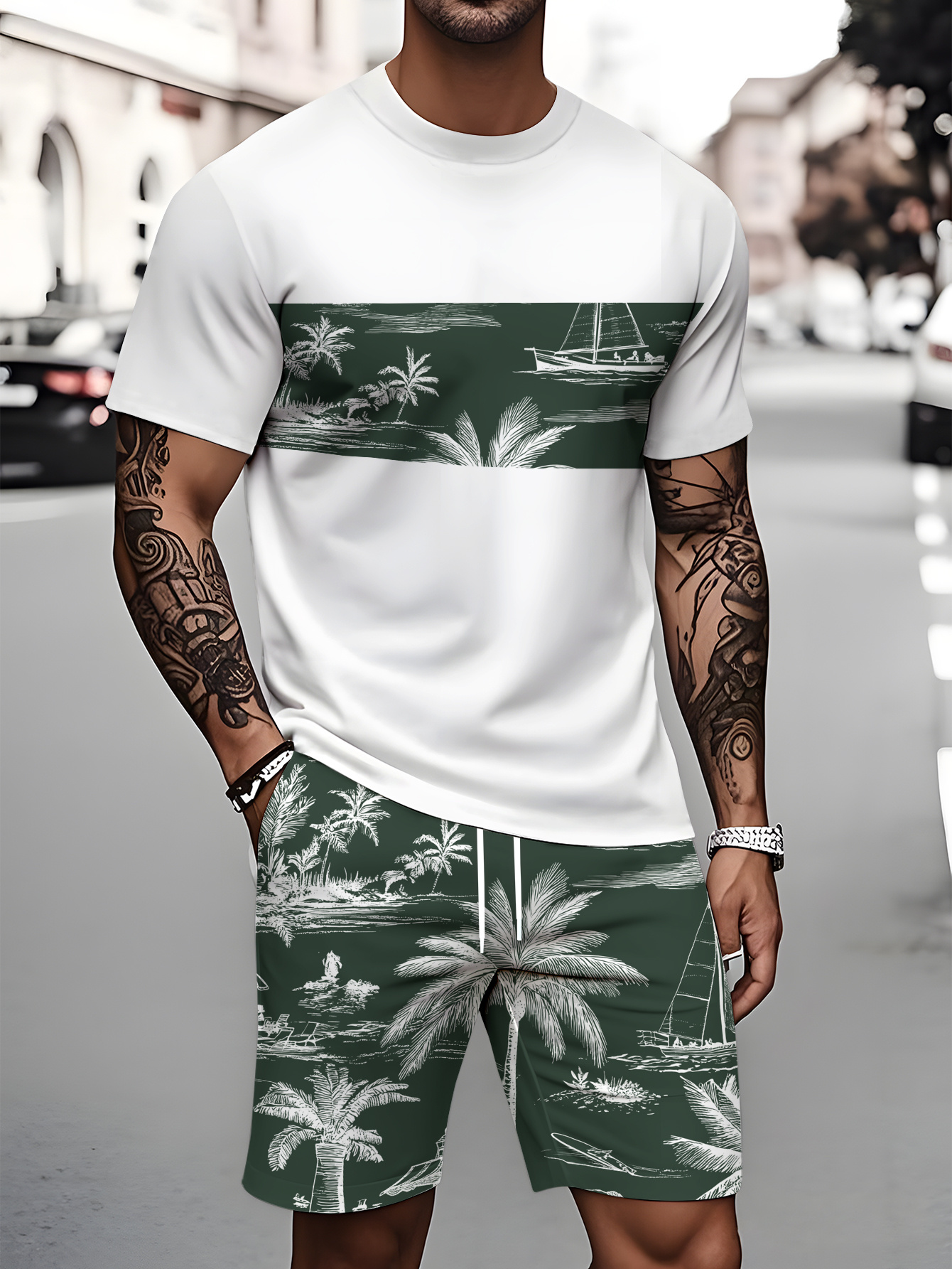2026 Summer Fashion T-Shirt an - Streetwear Brand Shorts のレビューと価格