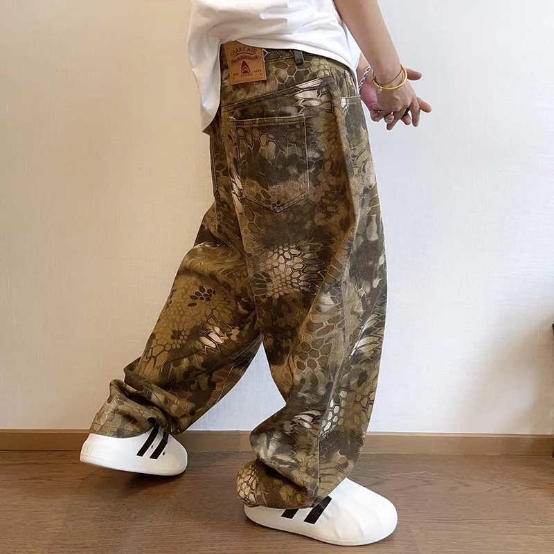 New Men Chic Snake Print Stree - Streetwear Brand Graphic Designer のレビューと価格