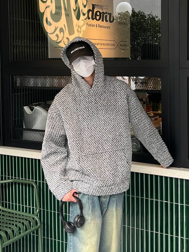 American Retro Knitted Hoodie  - Streetwear Brand Flower のレビューと価格