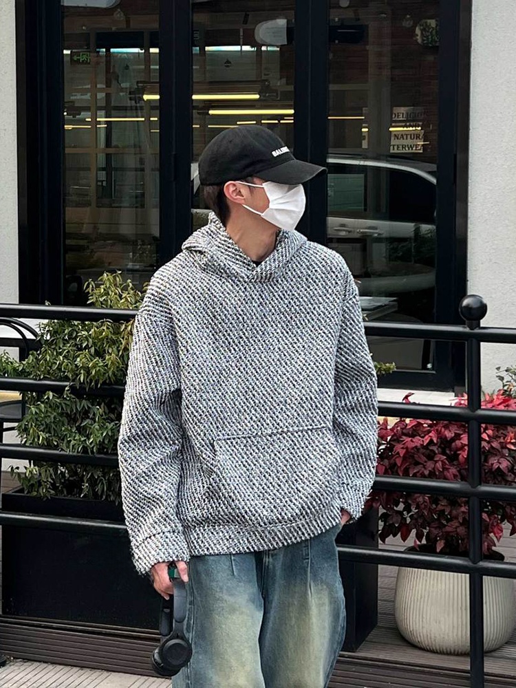 American Retro Knitted Hoodie  - Streetwear Brand Flower のレビューと価格