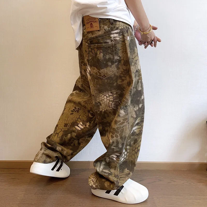 New Men Chic Snake Print Stree - Streetwear Brand Graphic Designer のレビューと価格