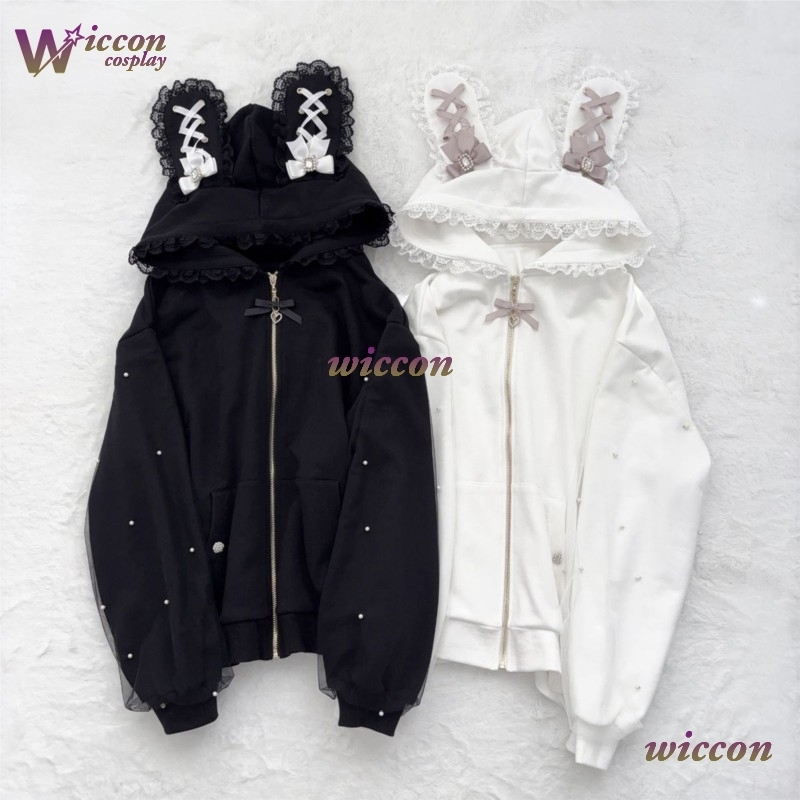 Rabbit's Ears Bow Hoodies Eleg - Streetwear Brand Y2K のレビューと価格