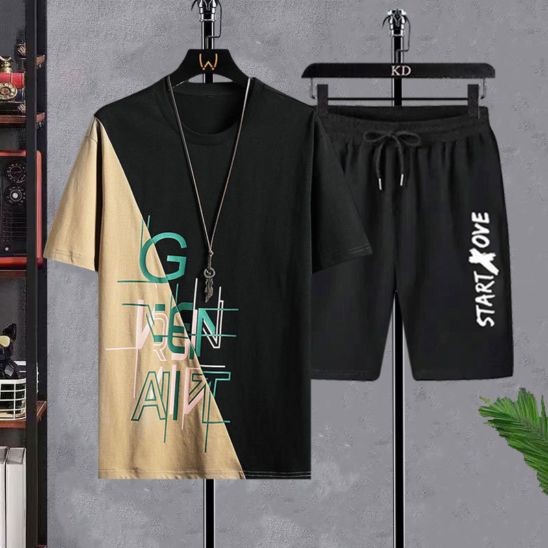 Men's T-shirt Sets Fashion Cas - Streetwear Brand Shorts のレビューと価格