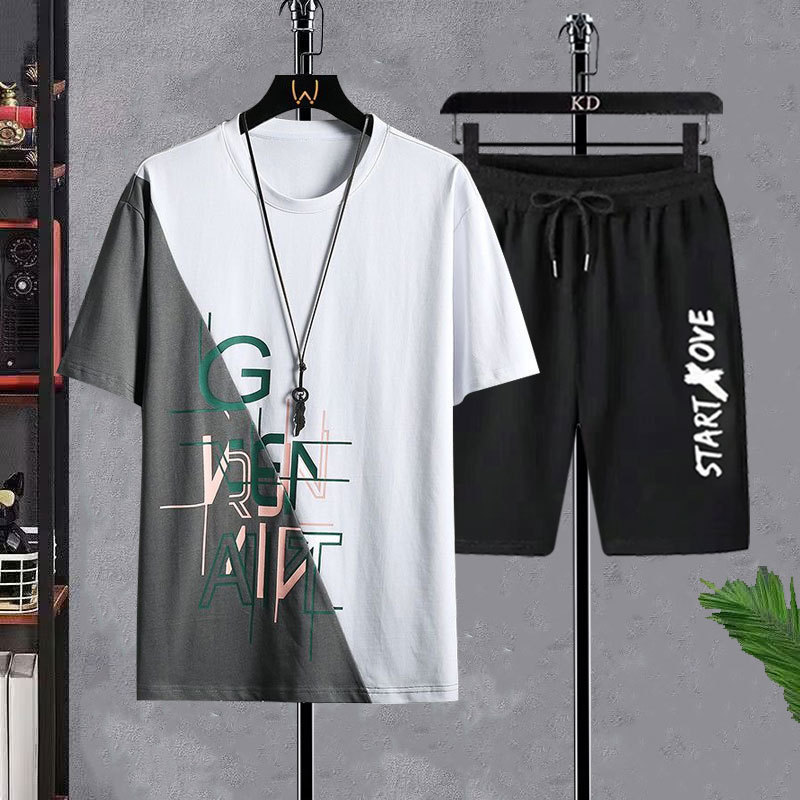 Men's T-shirt Sets Fashion Cas - Streetwear Brand Shorts のレビューと価格