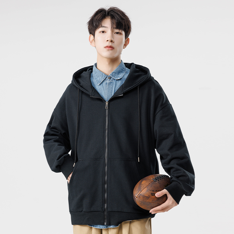 Pure Color Hoodie Cardigan Men - Streetwear Brand Japanese のレビューと価格