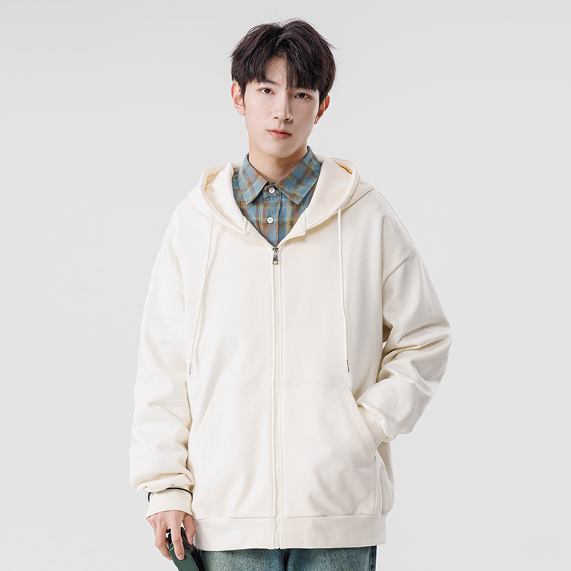 Pure Color Hoodie Cardigan Men - Streetwear Brand Japanese のレビューと価格